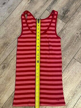 Women’s Ribbed Tank Top, GAP Striped Red/Pink Sleeveless Shirt, Size M